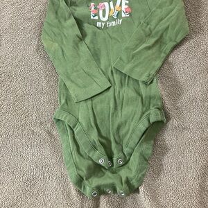 Kids Long Sleeve Green Cotton Tee Bodysuit